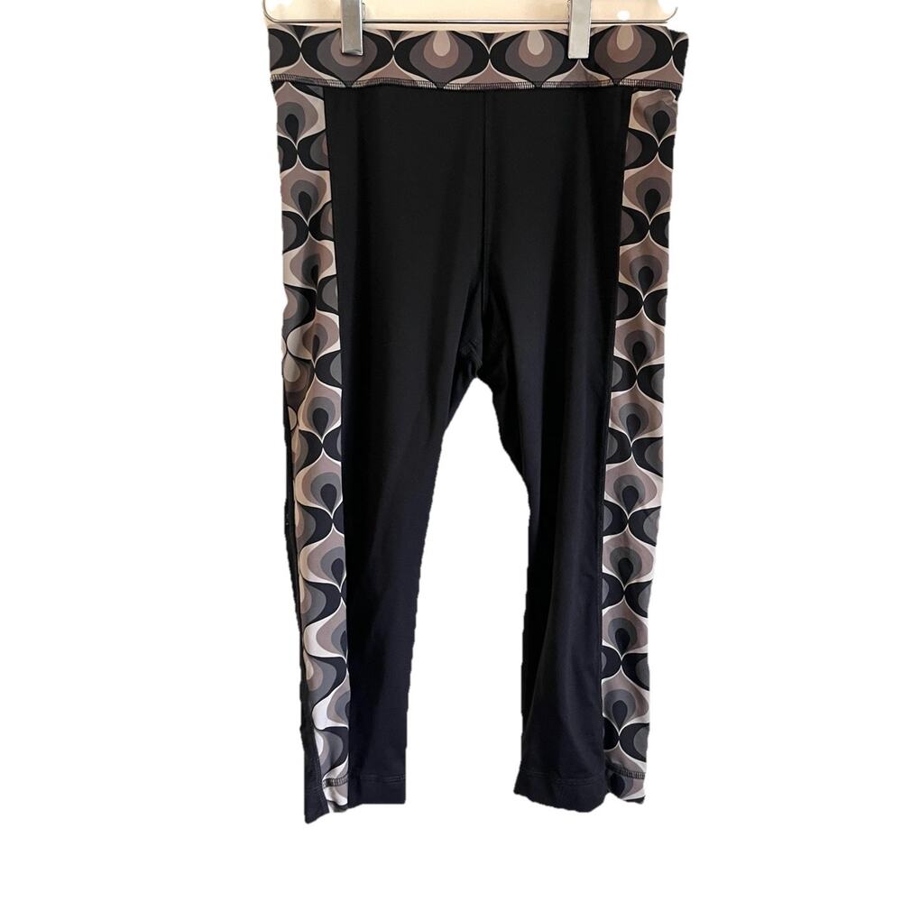 Boden Active Legging Capri Black Geometric Womens Size 8 Yoga Workout Track Pant